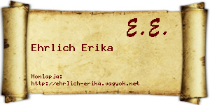 Ehrlich Erika névjegykártya
